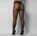 Meia calça arrastão 7/8 preta com detalhes na parte traseira - YAFFA Lingerie