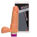 Pênis macio e flexível com Escroto e Vibrador - 16,5 x 4 cm na cor bege