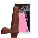 Pênis macio e flexível com Escroto e Vibrador - 20 x 4,5 cm na cor marrom