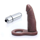 Anél Companheiro para DP c/ Vibro 11 x 2,5 cm na cor marrom - Com vibrador torpedo