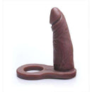 Anél Companheiro para DP c/ Vibro 11 x 2,5 cm na cor marrom - Com vibrador torpedo