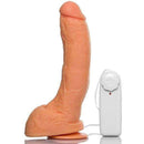 Pênis macio e flexível Bengala com escroto, ventosa e vibro 21 x 5,5 cm na cor bege