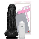 Pênis realístico Kong c/ Escroto - Vibro e Ventosa - 19,5 x 5,5 cm na cor preto