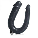 Pênis Ferradura ponta Dupla na cor preto 32 x 3 cm com vibrador à prova d'água cromado