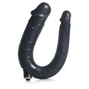Pênis Ferradura ponta Dupla na cor preto 32 x 3 cm com vibrador à prova d'água cromado