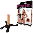 Cinta com prótese peniana realístico - Strap On - cor bege 18,5x4,5 cm