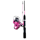 KIT DE PESCA ROSA MOLINETE CARINA 3000 COM VARA 1,5M 10-20 LB 2 PARTES