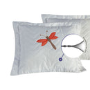 Kit 02 Capas de Almofadas 45cm x 45cm 2 Peças Bordada Libélula 100% Poliéster - Branco