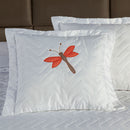 Kit 02 Capas de Almofadas 45cm x 45cm 2 Peças Bordada Libélula 100% Poliéster - Branco