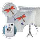 Kit 02 Capas de Almofadas 45cm x 45cm 2 Peças Bordada Libélula 100% Poliéster - Branco