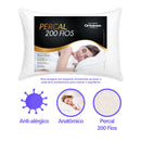 Travesseiro 70cm x 50cm 1 Peça Ortobom Fascínio Percal 200 Fios - Branco