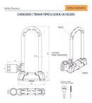 Cadeado Trava Tipo U-Lock UL 10/285 Bicicleta Moto Papaiz