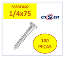 50 pçs Parafuso 1/4x75 Sextavado Soberba Zincado Ciser