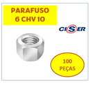 100 peças Porcas 6mm Sextavada Chv 10 Inox Ciser
