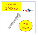200 pçs Parafuso 1/4x75 Sextavado Soberba Zincado Ciser