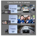3 Lentes De Câmera Dvr De Carro Dash De 3 Canais Hd 1080