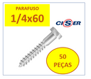 50 Peças Parafuso Sextavado Soberba Ciser  1/4 x 60