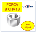 Ciser Porca Sextavada Ma 8 Chv 13 Zb CX Com 100PÇS