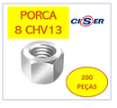 Ciser Porca Sextavada Ma 8 Chv 13 Zb CX Com 200PÇS