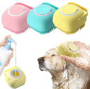 Escova Banho Massagem Dispensador Shampoo Cachorro Pet Cão