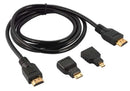 Kit Cabo Hdmi 3x1 - Hdmi, Mini e Micro Hdmi 1.5m Lt-h001