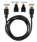Kit Cabo Hdmi 3x1 - Hdmi, Mini e Micro Hdmi 1.5m Lt-h001