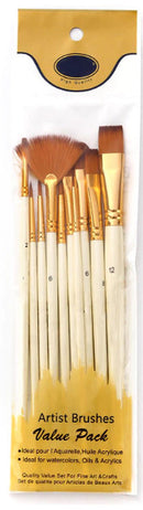 Kit Com 10 Pincéis Aquarela Sintético Nylon Acrílico e óleo
