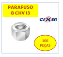 Porca Inox Sextavada M8 (chave 13) Passo 1,25 - 100 pçs