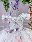 Vestido Bella Child Catarina Juvenil Off Flores Lilas