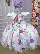 Vestido Bella Child Catarina Juvenil Off Flores Lilas