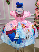 Vestido Infantil Temáticos da Gigi Frozen Rosa
