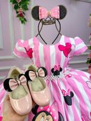 Vestido Infantil Temáticos da Gigi Minnie/Minie Rosa