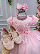 Vestido Infantil Menina Bonita Rosa Borboletas