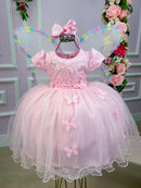 Vestido Infantil Menina Bonita Rosa Borboletas
