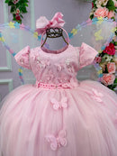 Vestido Infantil Menina Bonita Rosa Borboletas