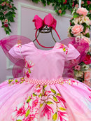 Vestido Infantil Temáticos da Gigi Fadas - Tinker Bell - Sininho Rosa