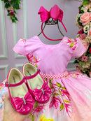 Vestido Infantil Temáticos da Gigi Fadas - Tinker Bell - Sininho Rosa