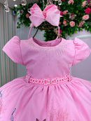 Vestido Infantil Menina Bonita Bosque Encantado Rosa
