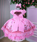 Vestido Infantil Menina Bonita Bosque Encantado Rosa