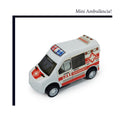 Kit 6 carrinhos de fricção coloridos e 1 helicóptero asa móvel + ambulância