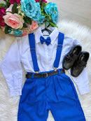 Conjunto Meninos Miss Cherry Leo Suspensorio Azul Royal