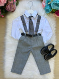 Conjunto Meninos Miss Cherry Rafael Suspensorio Cinza