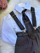 Conjunto Meninos Miss Cherry Rafael Suspensorio Preto