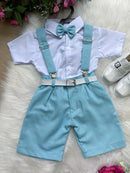 Conjunto Miss Cherry Gustavo Suspensorio Shorts Azul Bebe