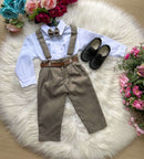 Conjunto Meninos Miss Cherry Leo Suspensorio Verde Militar