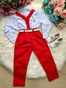 Conjunto Meninos Miss Cherry Leo Suspensorio Vermelho
