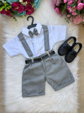 Conjunto Miss Cherry Meninos Social Shorts Ravi Cinza