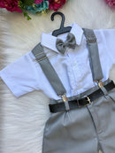 Conjunto Miss Cherry Meninos Social Shorts Ravi Cinza