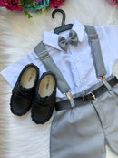 Conjunto Miss Cherry Meninos Social Shorts Ravi Cinza