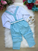 Conjunto Miss Cherry Vitor Suspensorio Azul Bebe